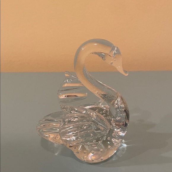 Vintage Mid-Century Controlled Bubble Glass Swan Figurine Paperweight - Picture 3 of 8